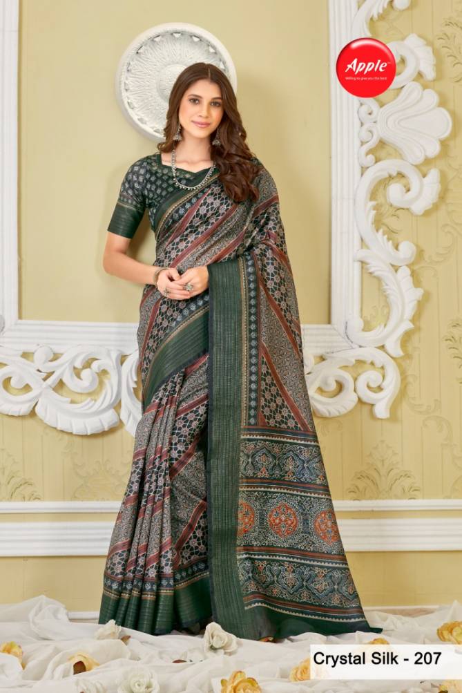 Apple Crystal Silk 2 New Exclusive Wear Cotton Printed Designer Saree Collection
